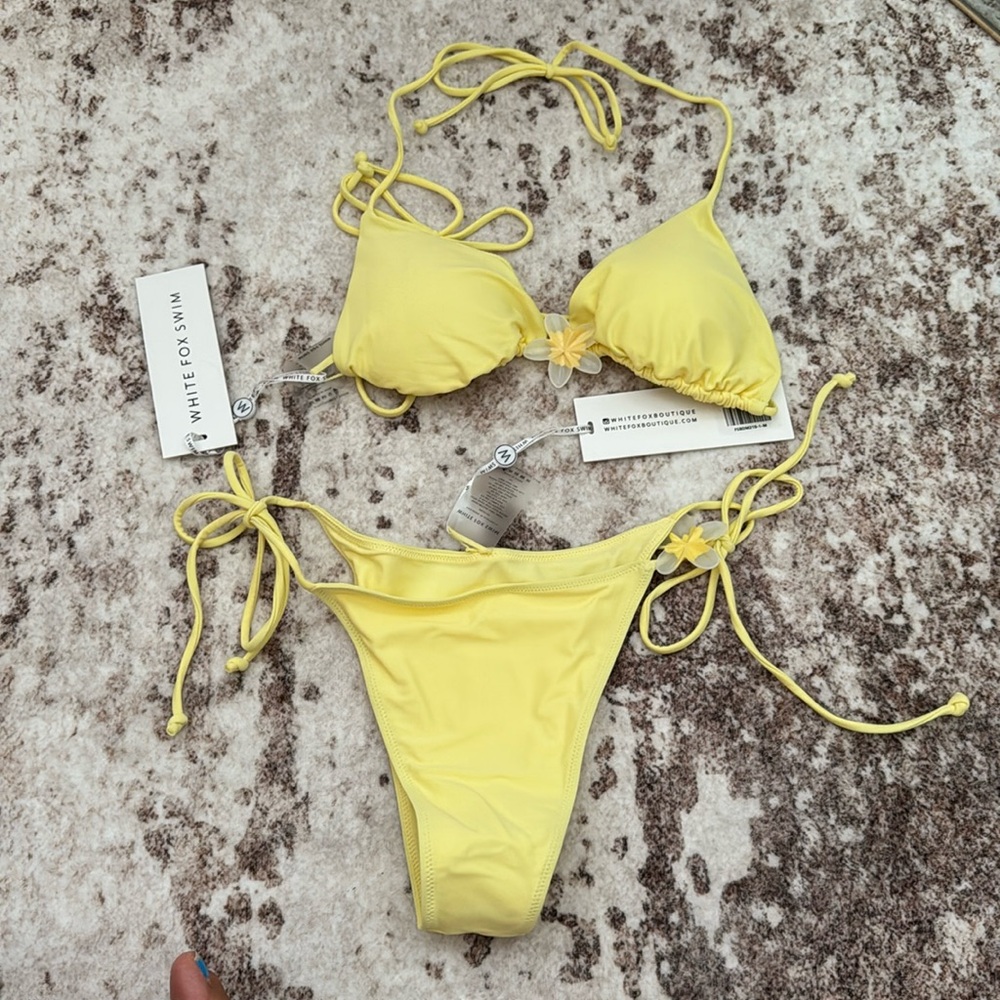 White fox yellow bikini set